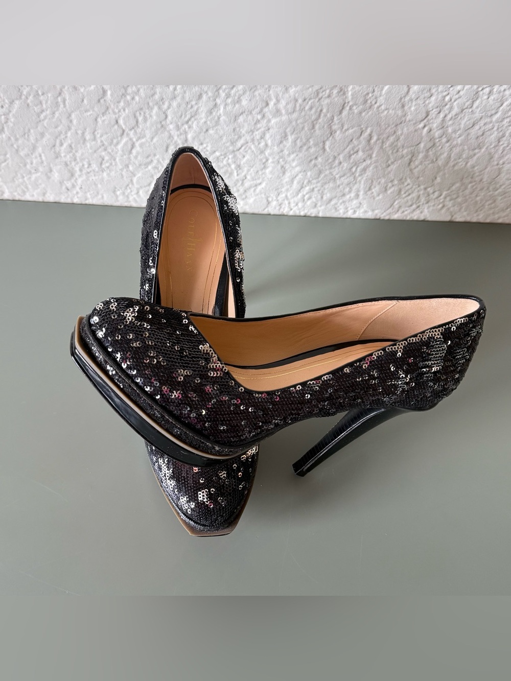 Cole Haan Chelsea Sequin nike air Platform Pump Heels Size 9B